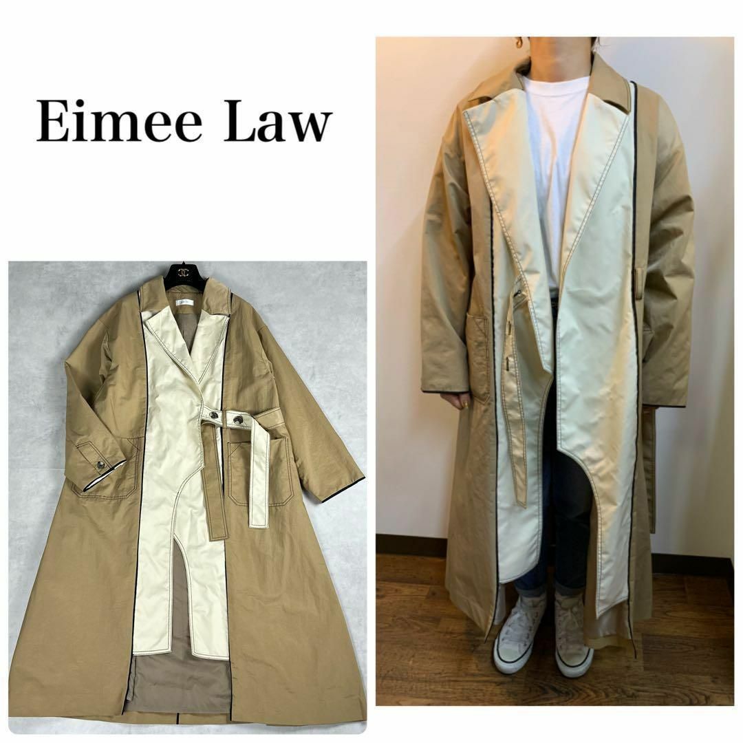 Eimee Law エイミーロウ　バイカラー ラインポイント スプリングコート レディースのジャケット/アウター(トレンチコート)の商品写真