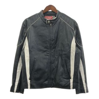 WILSONS LEATHER シングル ライダース レザージャケット バイクウェア ブラック (メンズ L) 中古 古着 Q7146(レザージャケット)