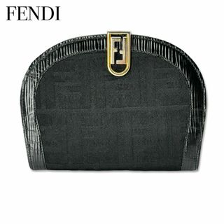 フェンディ(FENDI)のフェンディ ズッカ柄 レザー 二つ折り 財布  札入れ 小銭入れ ブラック(財布)