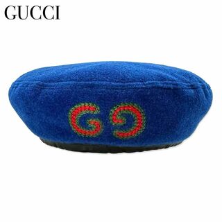 グッチ(Gucci)のGUCCI グッチ インターロッキングG ベレー帽 表記サイズ M 帽子 ブルー(ハンチング/ベレー帽)