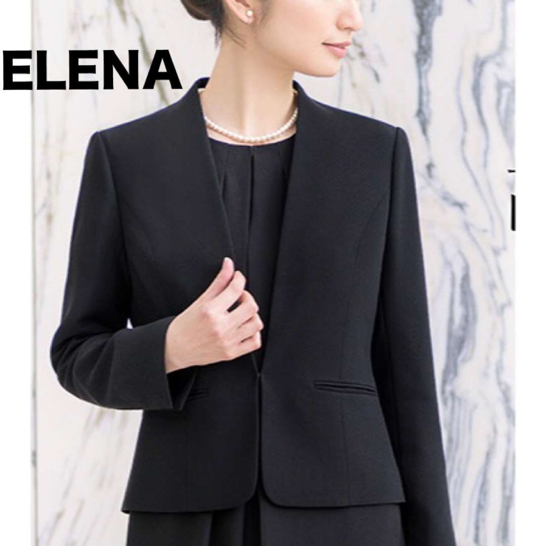 ELENA(エレナ)の●新品● ELENA【エレナ】ブラックフォーマル ジャケット　ノーカラー レディースのフォーマル/ドレス(礼服/喪服)の商品写真