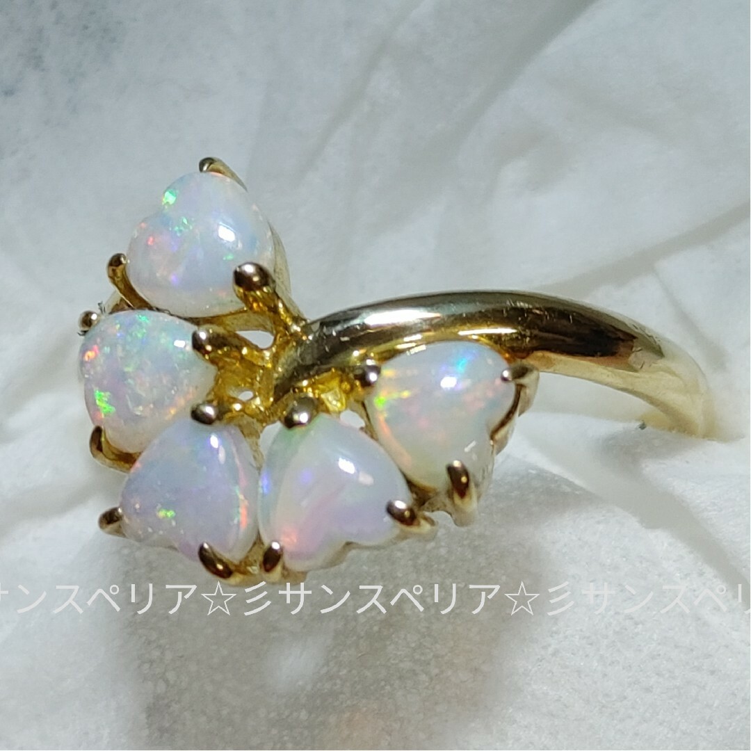 K18 ハートがいっぱいのオパールリング レディースのアクセサリー(リング(指輪))の商品写真