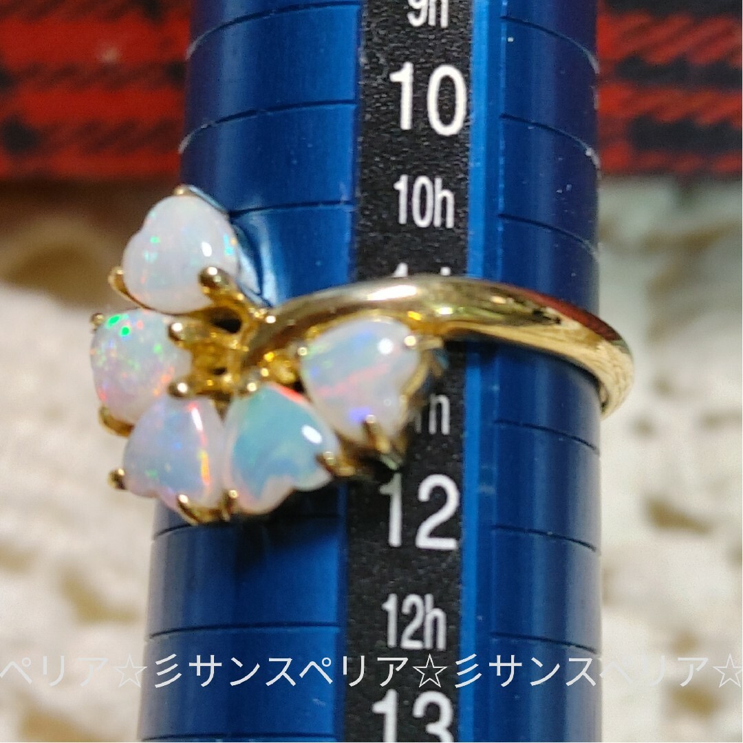 K18 ハートがいっぱいのオパールリング レディースのアクセサリー(リング(指輪))の商品写真