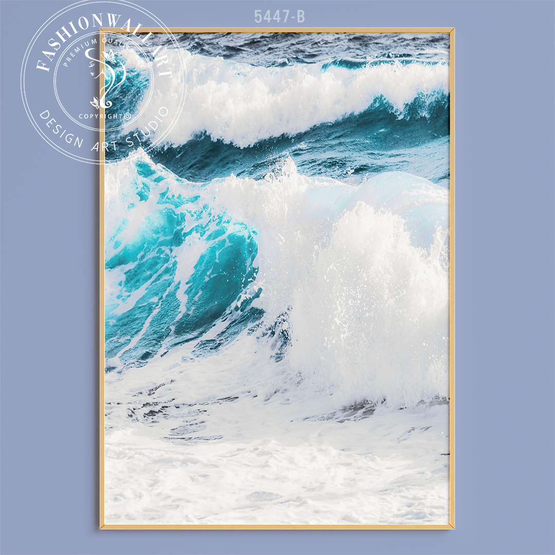 モダン オーシャンビュー 海の詩 白波 2枚セット インテリアポスター  ハンドメイドのインテリア/家具(アート/写真)の商品写真