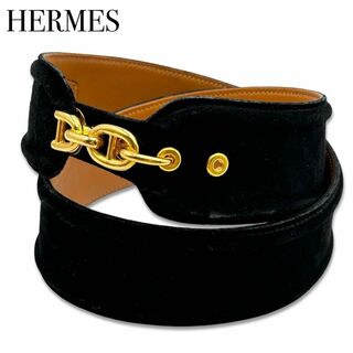 Hermes - エルメス シェーヌダンクル スエード ゴールド ベルト レディース ブラック