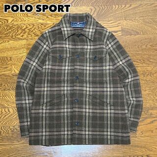 90s POLO SPORT ウールネルシャツジャケット チェック ブラウン