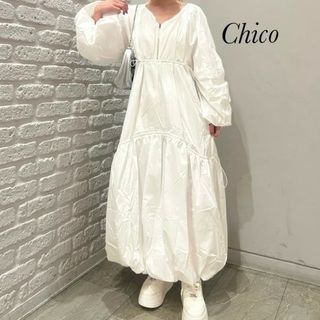 新品 Chico ドロストジップボリュームワンピース