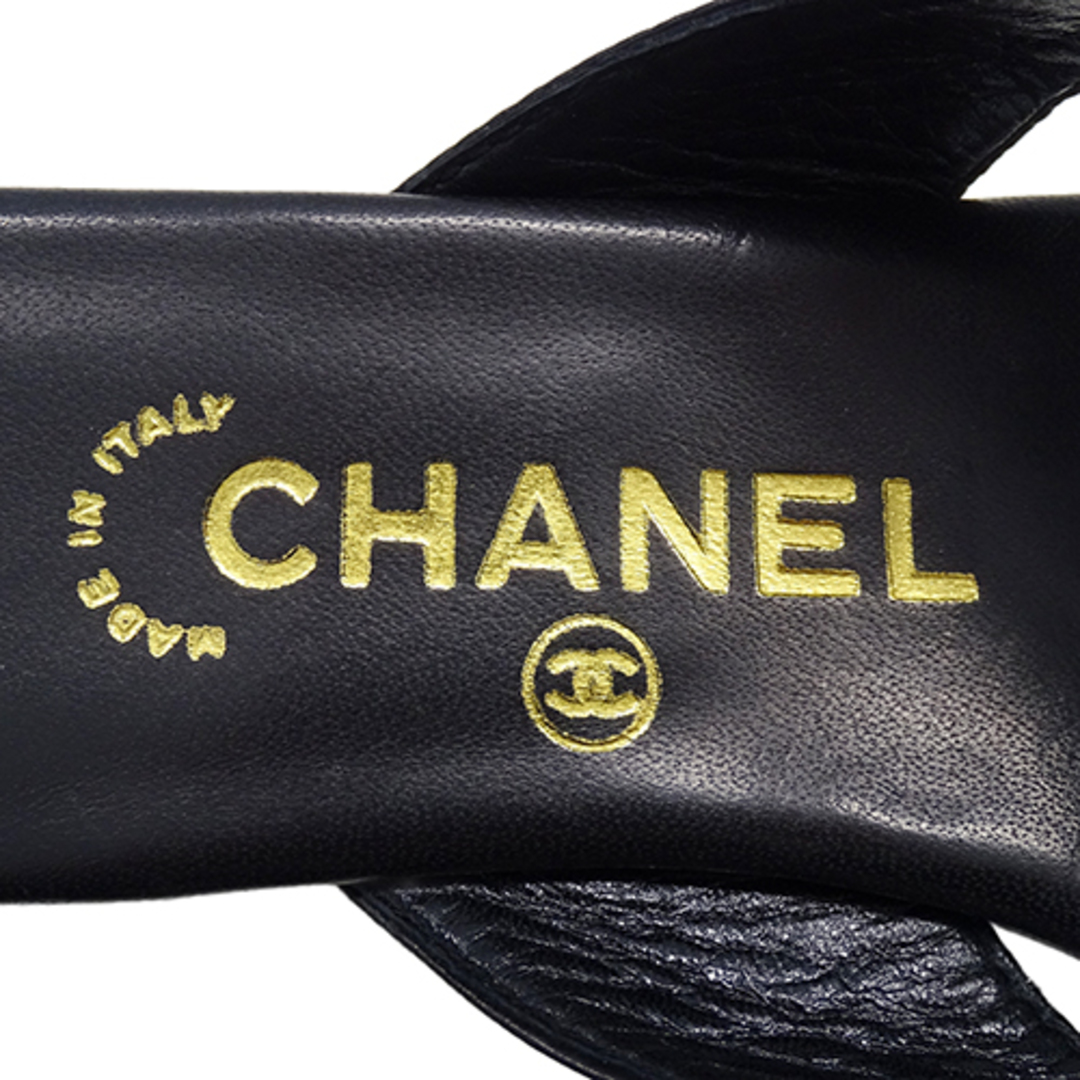 CHANEL(シャネル)のシャネル CHANEL サンダル レディース ブランド 靴 レザー ターンロック ココマーク ブラック ゴールド金具 #36 約23cm 夏 お出かけ【中古】 レディースの靴/シューズ(サンダル)の商品写真