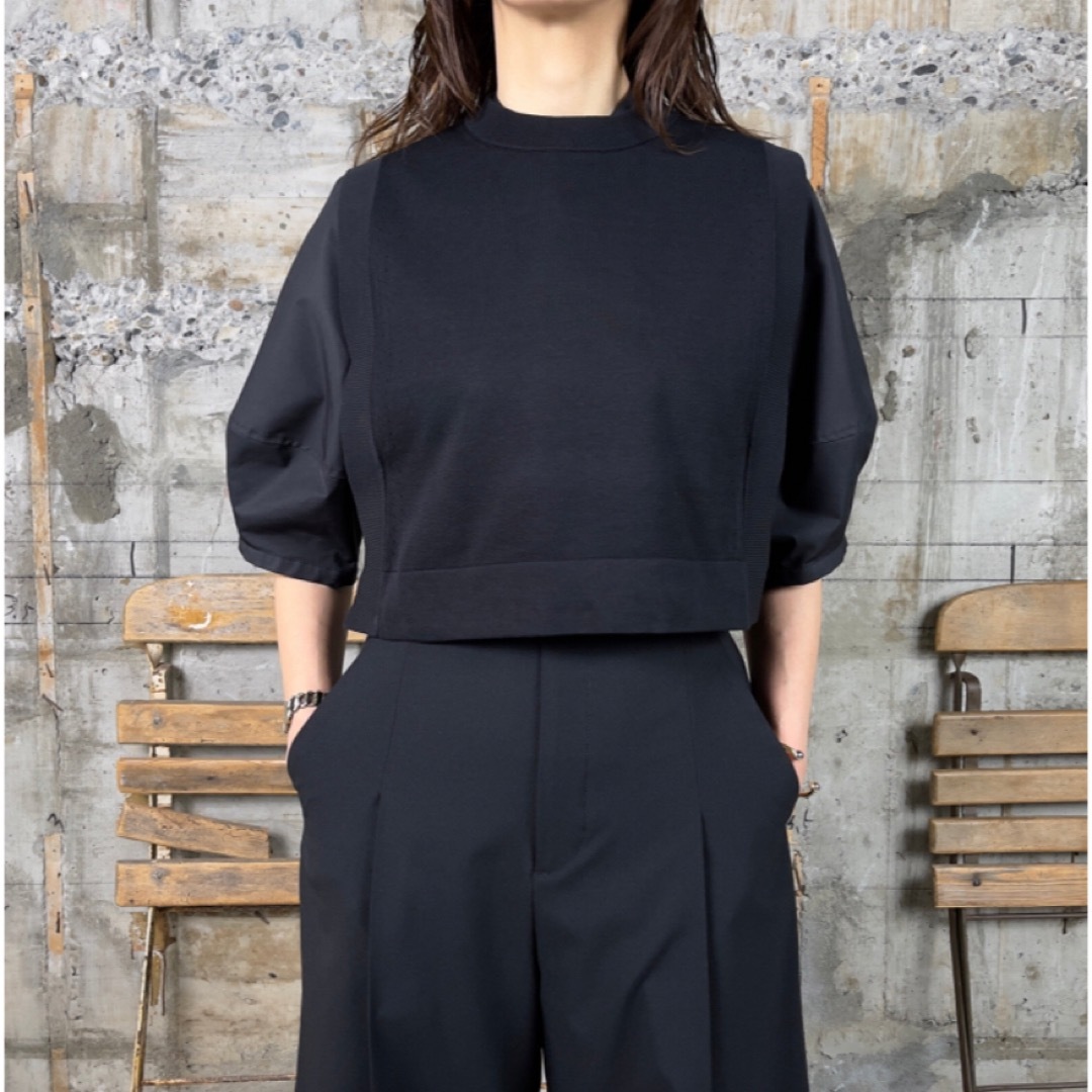 HYKE(ハイク)の新品　hyke クロップドベスト　ハイク　ブラック　CROPPED TOP  レディースのトップス(ベスト/ジレ)の商品写真