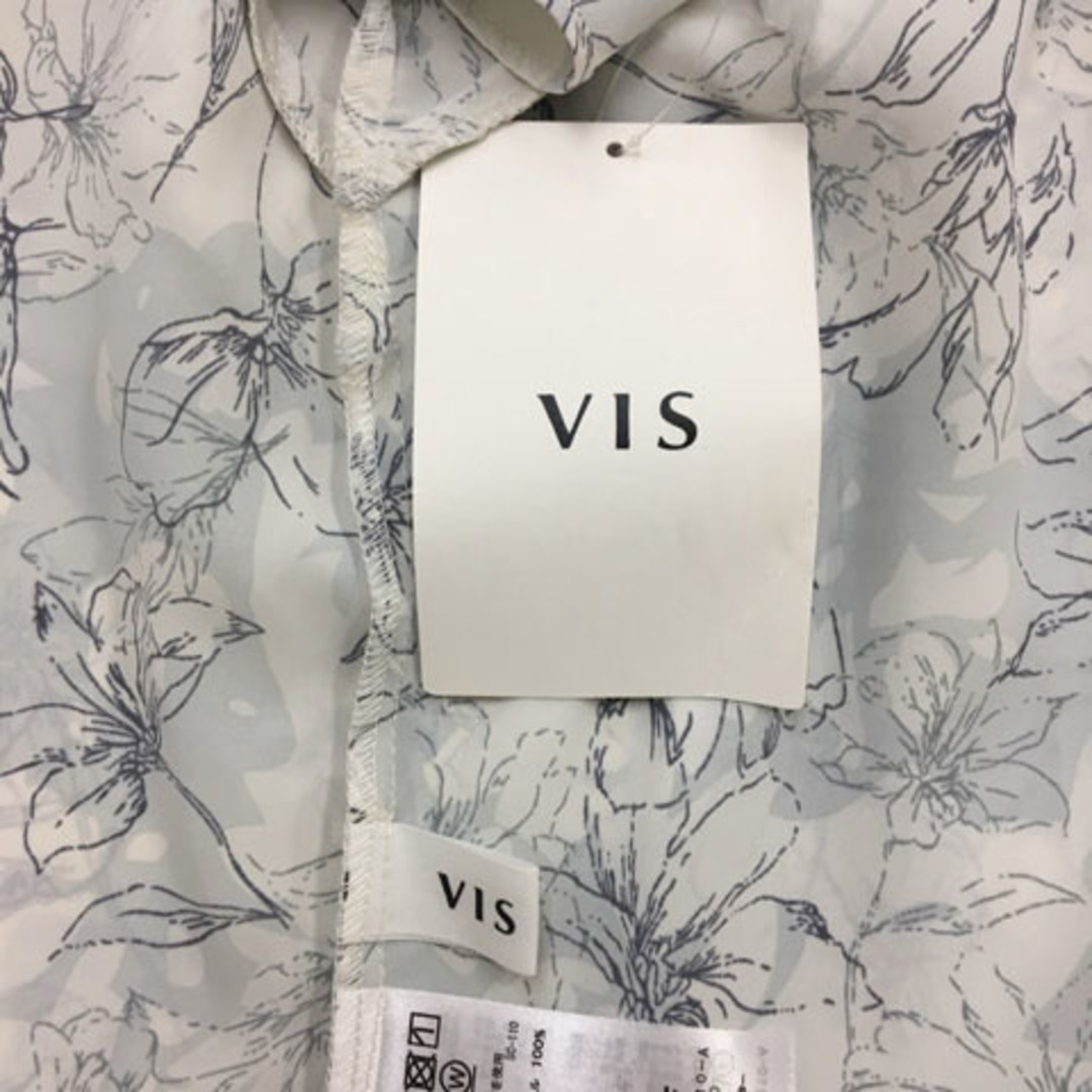 ViS(ヴィス)のビス ブラウス カットソー プルオーバー 花柄 総柄 半袖 F 白 グレー レディースのトップス(シャツ/ブラウス(半袖/袖なし))の商品写真