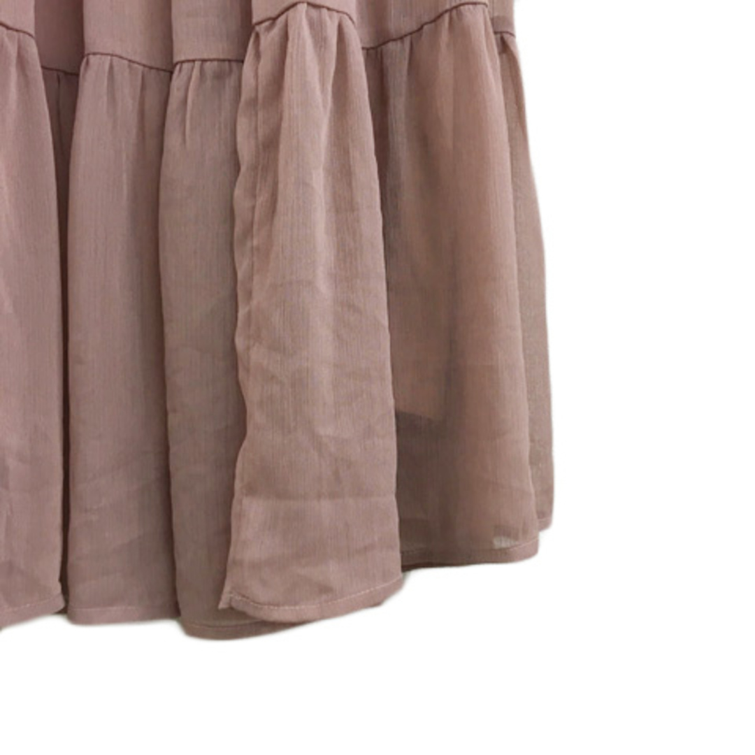 heather(ヘザー)のヘザー スカート フレア ロング ティアード ウエストゴム シアー F ピンク レディースのスカート(ロングスカート)の商品写真