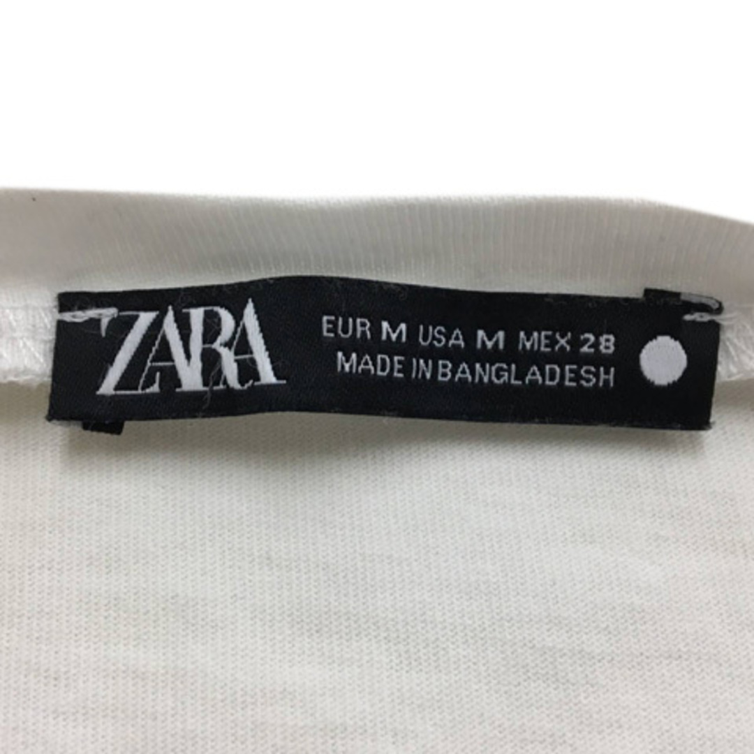 ZARA(ザラ)のザラ Tシャツ カットソー プルオーバー チュール 半袖 USA M 白 黒 レディースのトップス(Tシャツ(半袖/袖なし))の商品写真