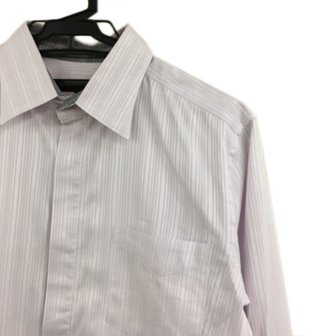 COMME CA MEN(コムサメン)のコムサメン ワイシャツ カッターシャツ ストライプ 長袖 M ピンク 白 メンズのトップス(シャツ)の商品写真