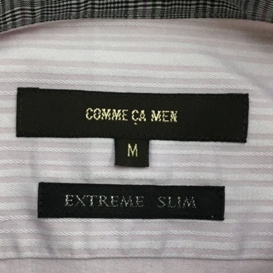COMME CA MEN(コムサメン)のコムサメン ワイシャツ カッターシャツ ストライプ 長袖 M ピンク 白 メンズのトップス(シャツ)の商品写真