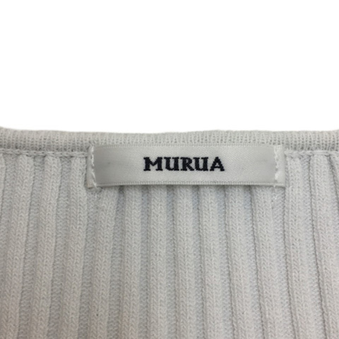 MURUA(ムルーア)のムルーア カットソー ニット プルオーバー リブ ノースリーブ F 白 グレー レディースのトップス(カットソー(半袖/袖なし))の商品写真