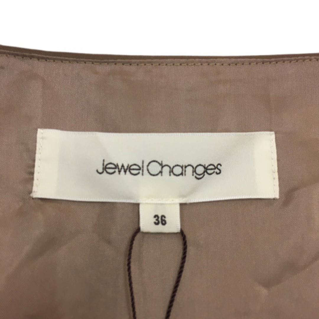 Jewel Changes(ジュエルチェンジズ)のジュエルチェンジズ アローズ ワンピース ミニ 七分袖 36 茶 ベージュ レディースのワンピース(ミニワンピース)の商品写真