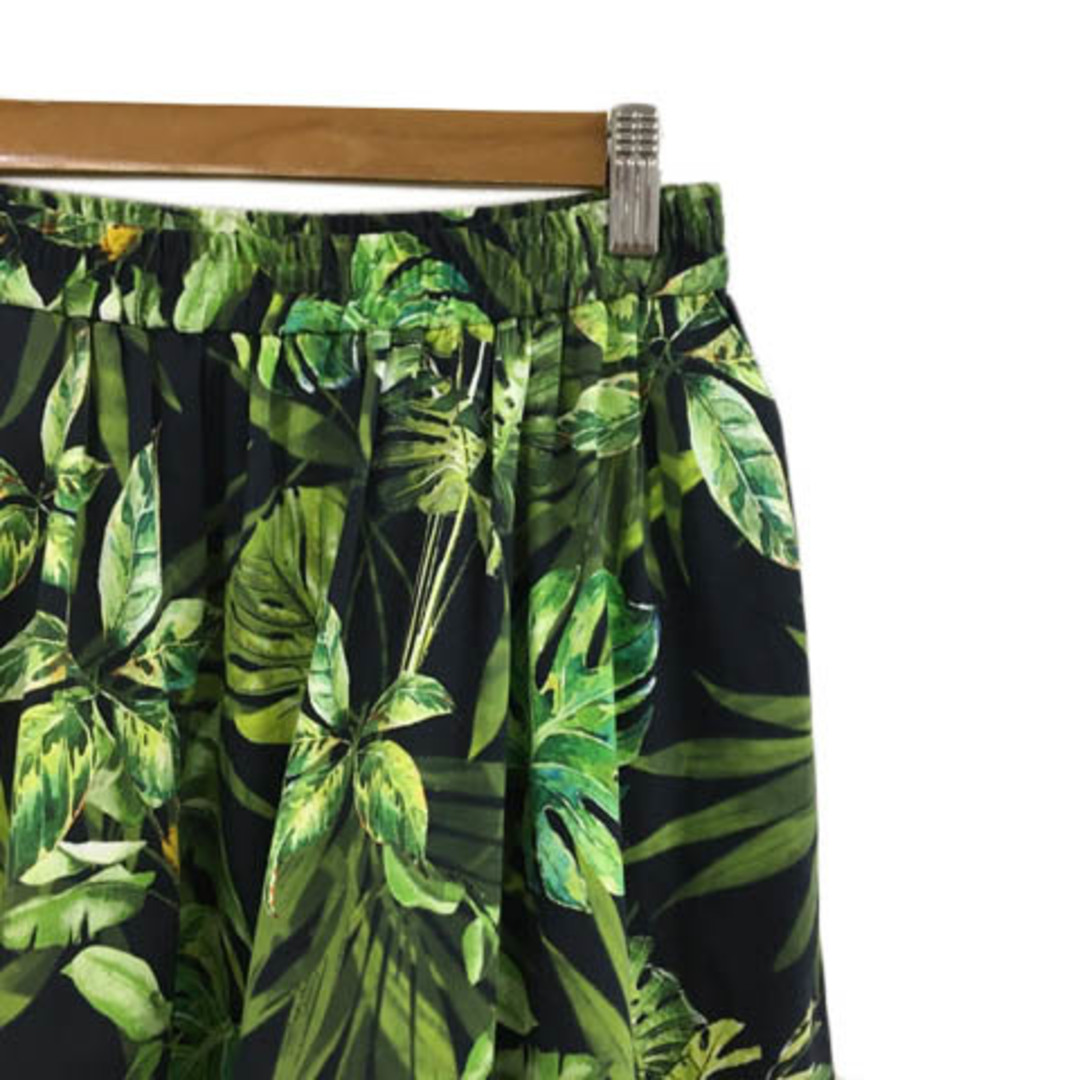 デュアルヴュー スカート フレア ギャザー ロング ボタニカル 40 緑 黒 レディースのスカート(ロングスカート)の商品写真