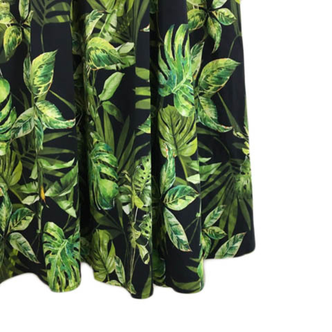 デュアルヴュー スカート フレア ギャザー ロング ボタニカル 40 緑 黒 レディースのスカート(ロングスカート)の商品写真
