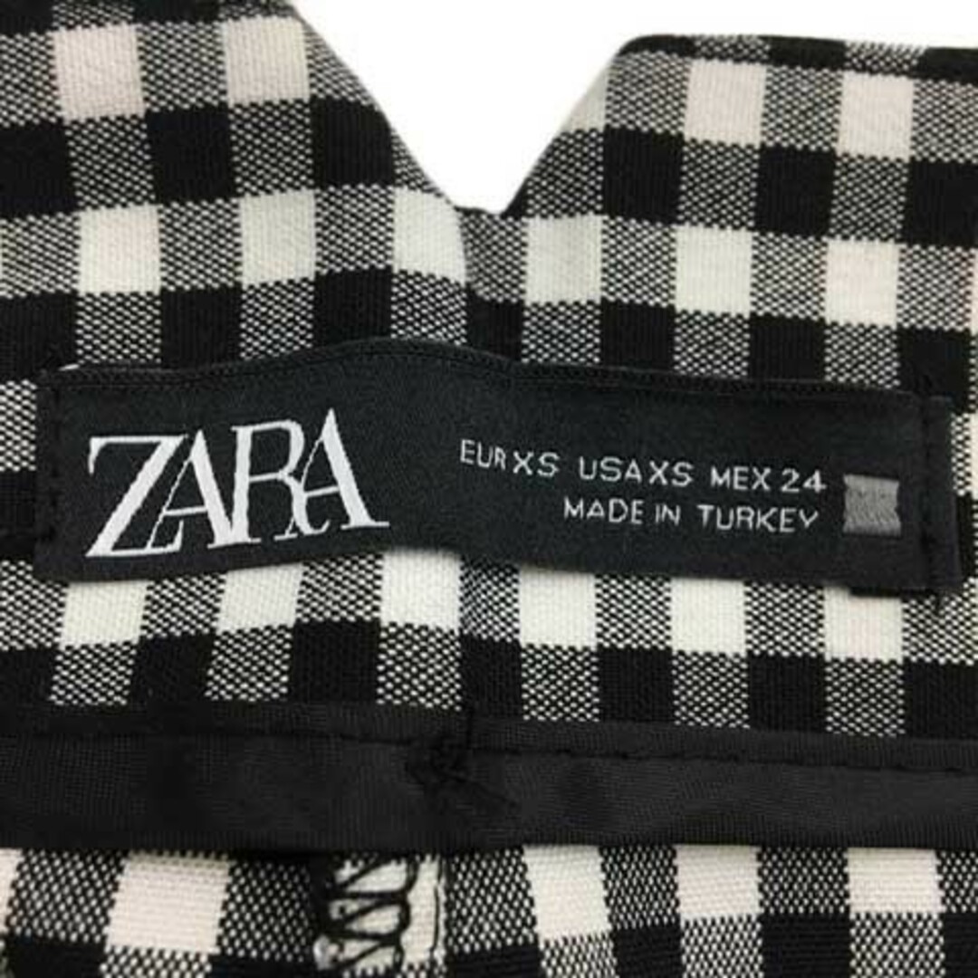 ZARA(ザラ)のザラ パンツ テーパード ロング ハイウエスト チェック USA XS 黒 白 レディースのパンツ(その他)の商品写真