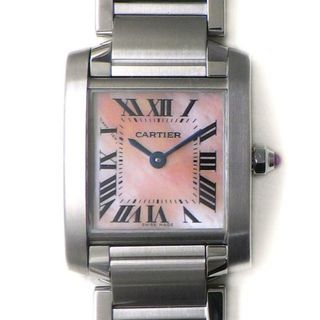 カルティエ(Cartier)のカルティエ Cartier 腕時計 タンクフランセーズ SM W51028Q3 ローマ数字インデックス スクエア ピンクシェル文字盤 SS クオーツアナログ 【中古】(腕時計)