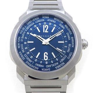 ブルガリ(BVLGARI)のブルガリ BVLGARI 腕時計 オクト ローマ OC41SWT/103481 サンレイ ブルー文字盤 ワールドタイム表示 裏スケ SS 自動巻き 【箱・保付き】 【中古】(腕時計(アナログ))