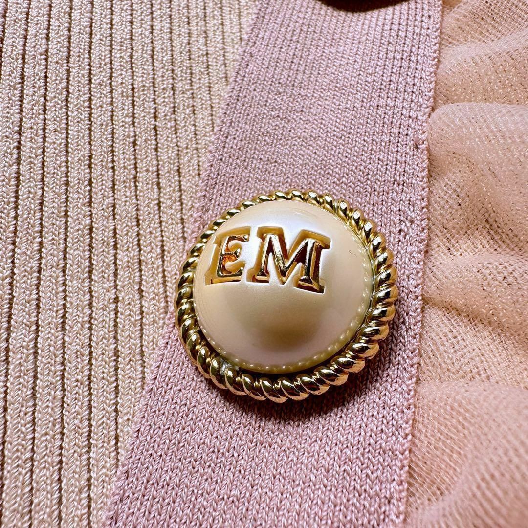 eimy istoire(エイミーイストワール)のエイミーイストワール　EM pearlチュールコンビニットトップス　ピンク レディースのトップス(Tシャツ(半袖/袖なし))の商品写真