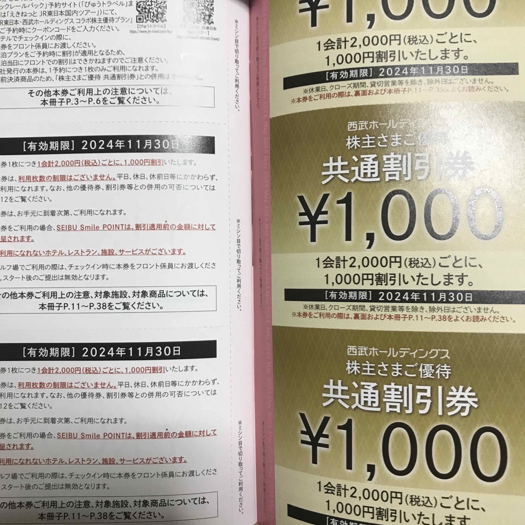 西武　株主優待　共通割引券　5枚セット　2024年11月末まで チケットの優待券/割引券(ショッピング)の商品写真