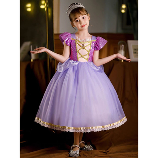 CRPU紫プリンセスドレスキッズドレスふんわりコスプレドレス120サイズ(ドレス/フォーマル)