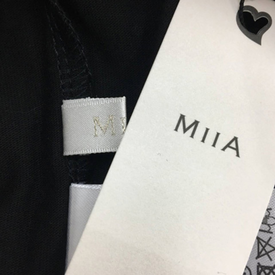 MIIA(ミーア)のミーア ブラウス カットソー プルオーバー Vネック リボン 半袖 F 黒 白 レディースのトップス(シャツ/ブラウス(半袖/袖なし))の商品写真