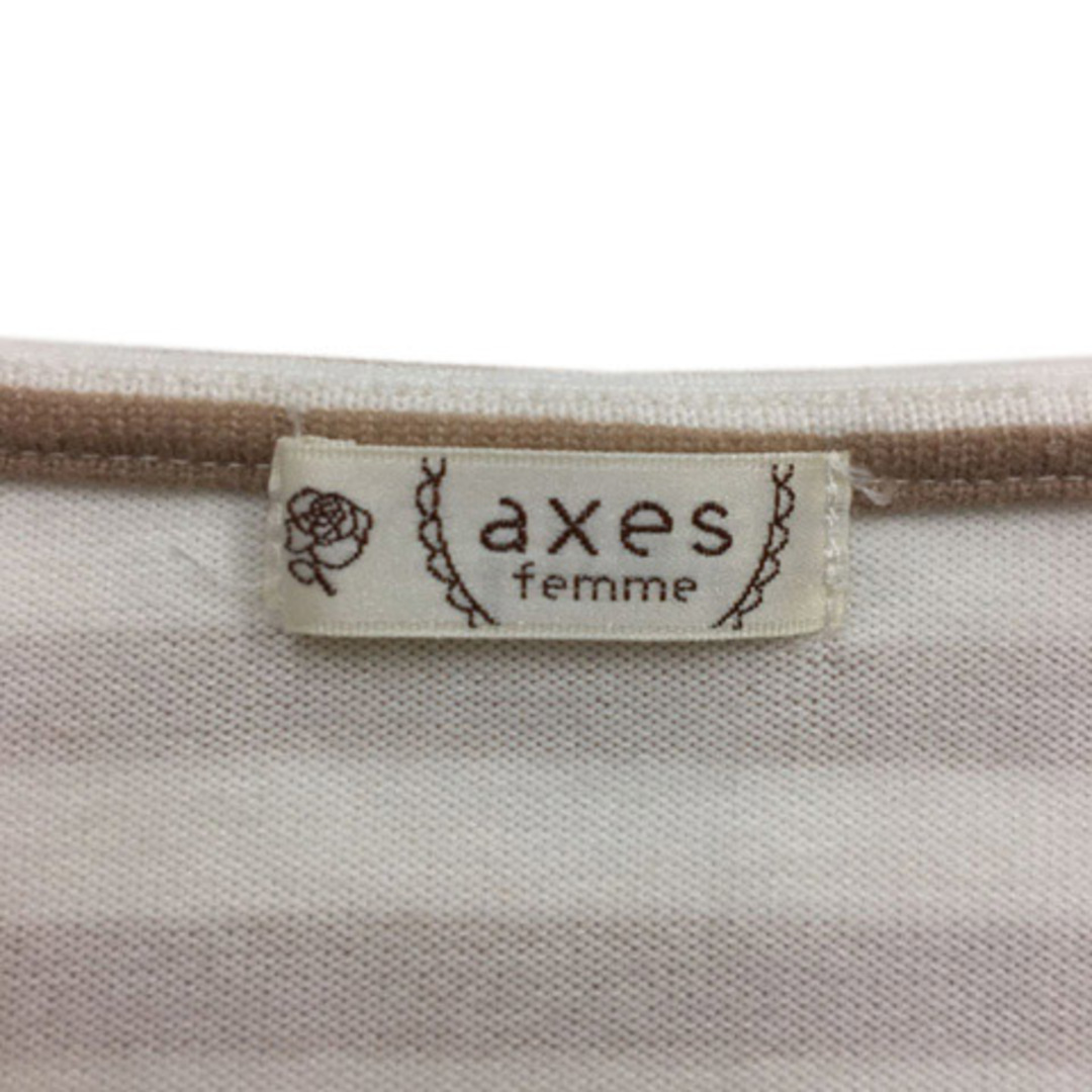 axes femme(アクシーズファム)のアクシーズファム カットソー ボーダー レース リボン 長袖 M ベージュ レディースのトップス(カットソー(長袖/七分))の商品写真