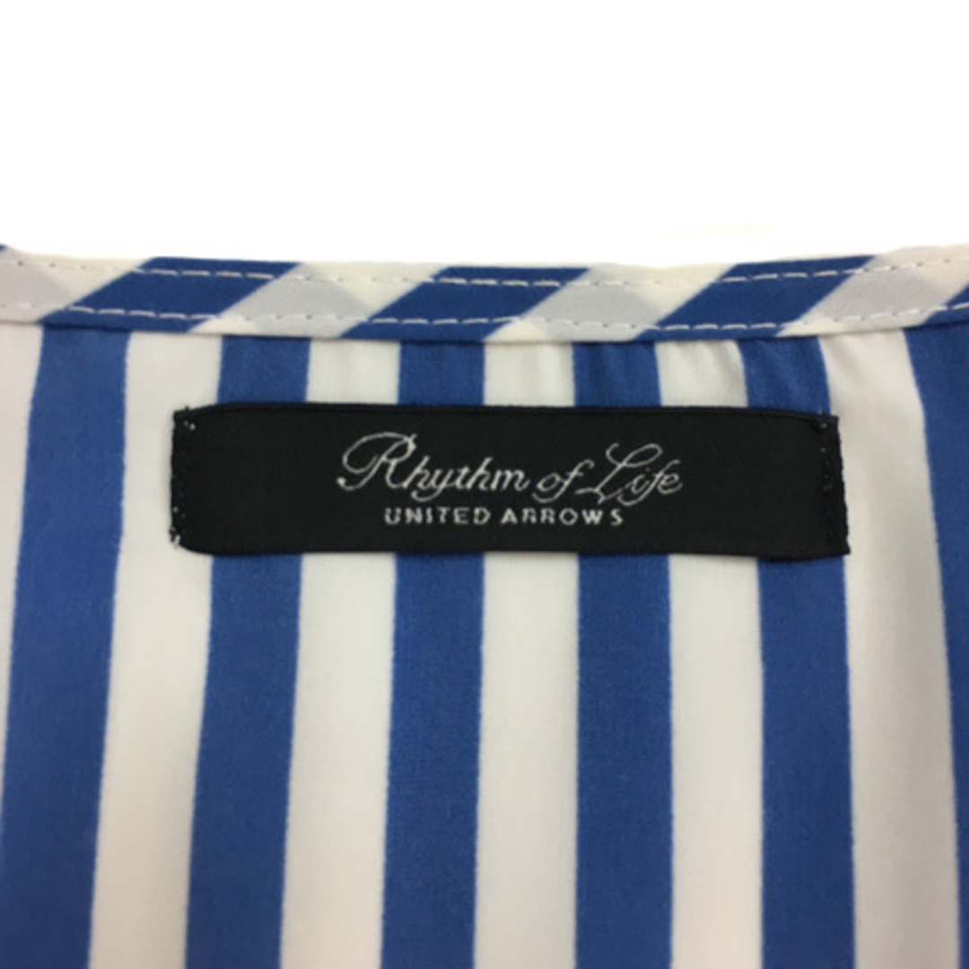 リズムオブライフ カットソー ブラウス プルオーバー 半袖 青 白 レディースのトップス(カットソー(半袖/袖なし))の商品写真