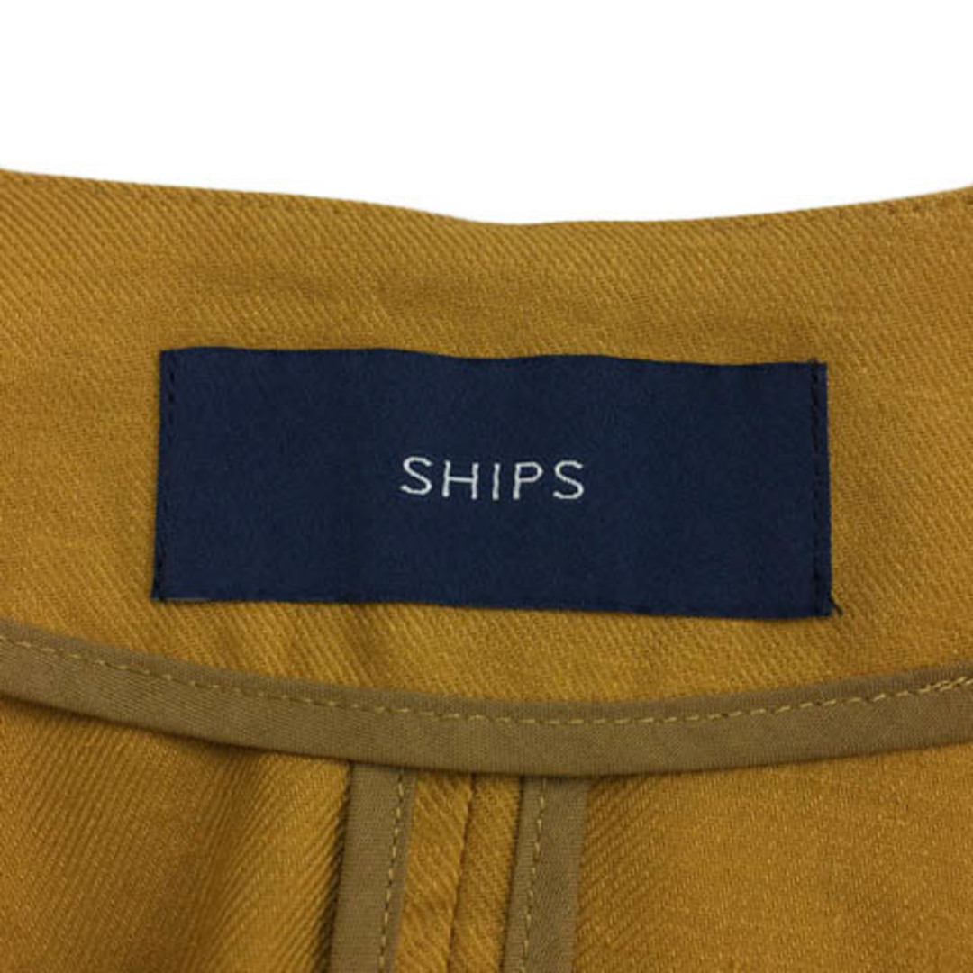 SHIPS(シップス)のシップス ジャケット ノーカラー 無地 リネン混 薄手 リボンベルト 長袖 黄 レディースのジャケット/アウター(その他)の商品写真