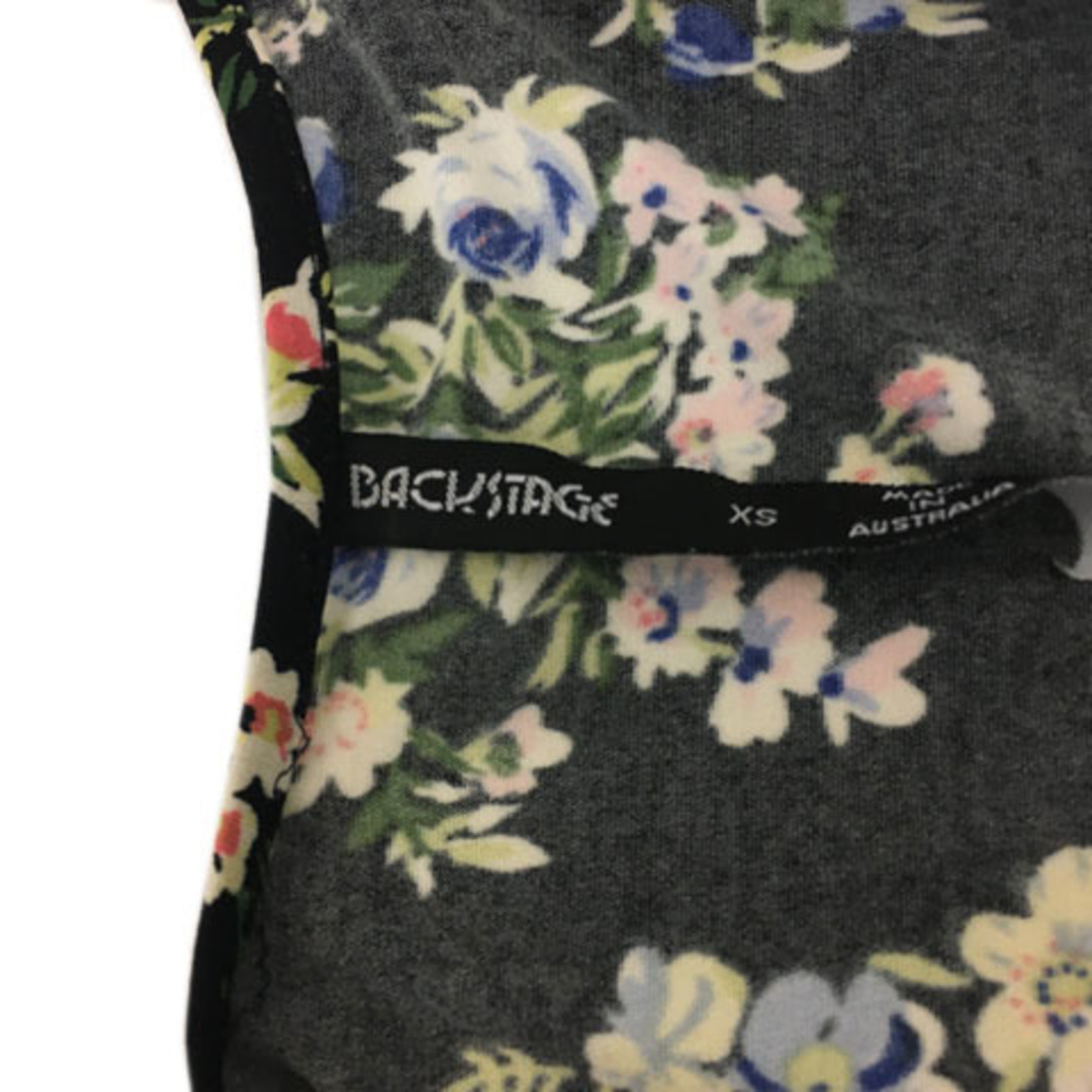 バックステージ ワンピース フレア ミニ 花柄 カシュクール 半袖 XS 黒 レディースのワンピース(ミニワンピース)の商品写真
