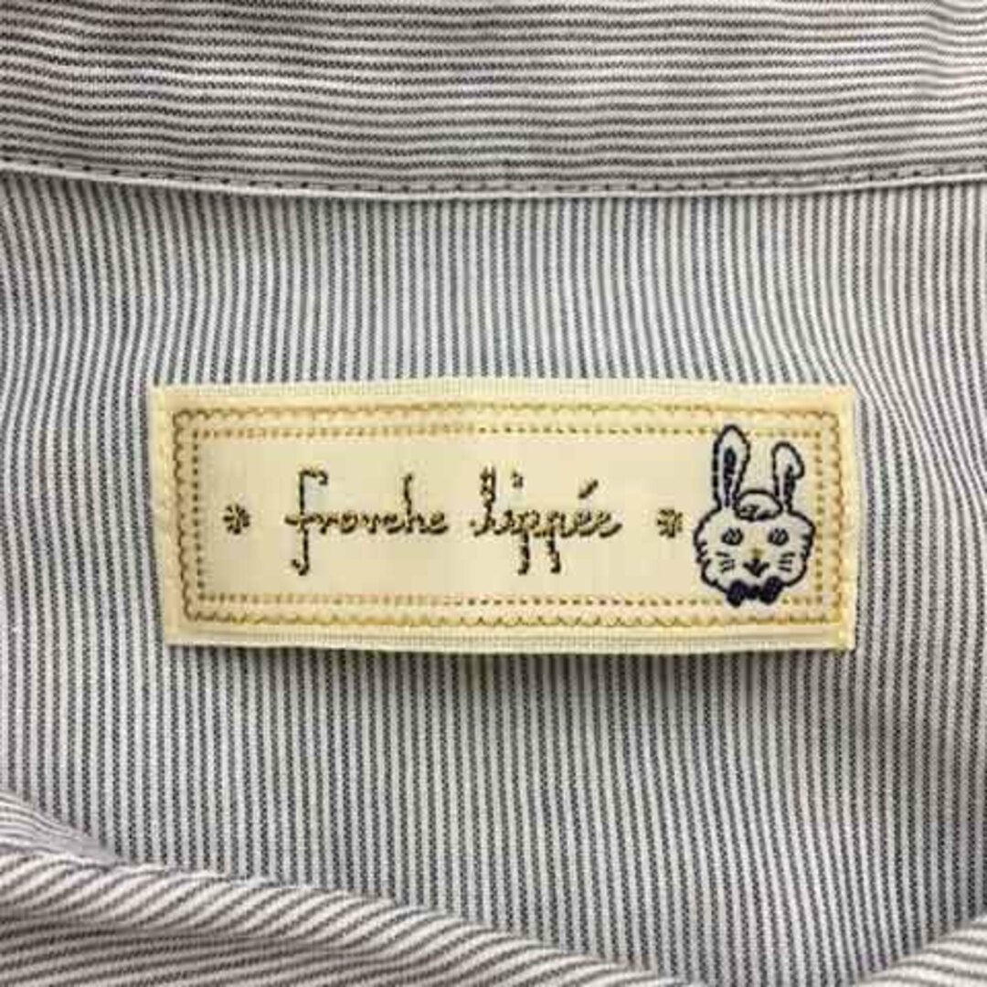 franche lippee(フランシュリッペ)のフランシュリッペ ワンピース シャツ ミニ ストライプ 刺繍 半袖 M 水色 レディースのワンピース(ミニワンピース)の商品写真