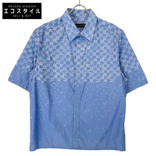 ルイヴィトン(LOUIS VUITTON)のルイヴィトン 22SS ブルー コットンナイロン ダミエスプレッドショートスリーブシャツ M(その他)