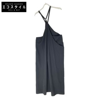 Y's - ワイズ ﾌﾞﾗｯｸ YX-D08-100 WOOL GABARDINE ASYMME APRON DRESS 1