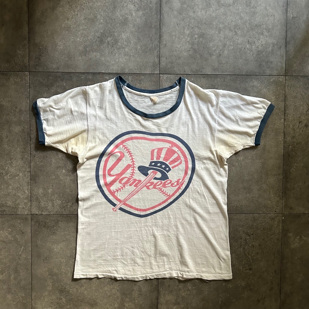 MLB - 70s リンガーtシャツ USA製 ホワイト L ニューヨークヤンキース