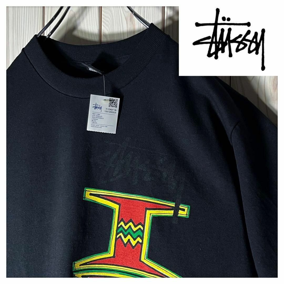 STUSSY(ステューシー)の【新品 復刻 S】ステューシー 両面ロゴ アイリー ラスタ Tシャツ 黒 即完売 メンズのトップス(Tシャツ/カットソー(半袖/袖なし))の商品写真