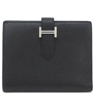 Hermes - エルメス HERMES 二つ折り財布 ベアンコンパクト ヴォーエプソン ブラック シルバー金具 黒  Y刻印 【箱】【中古】