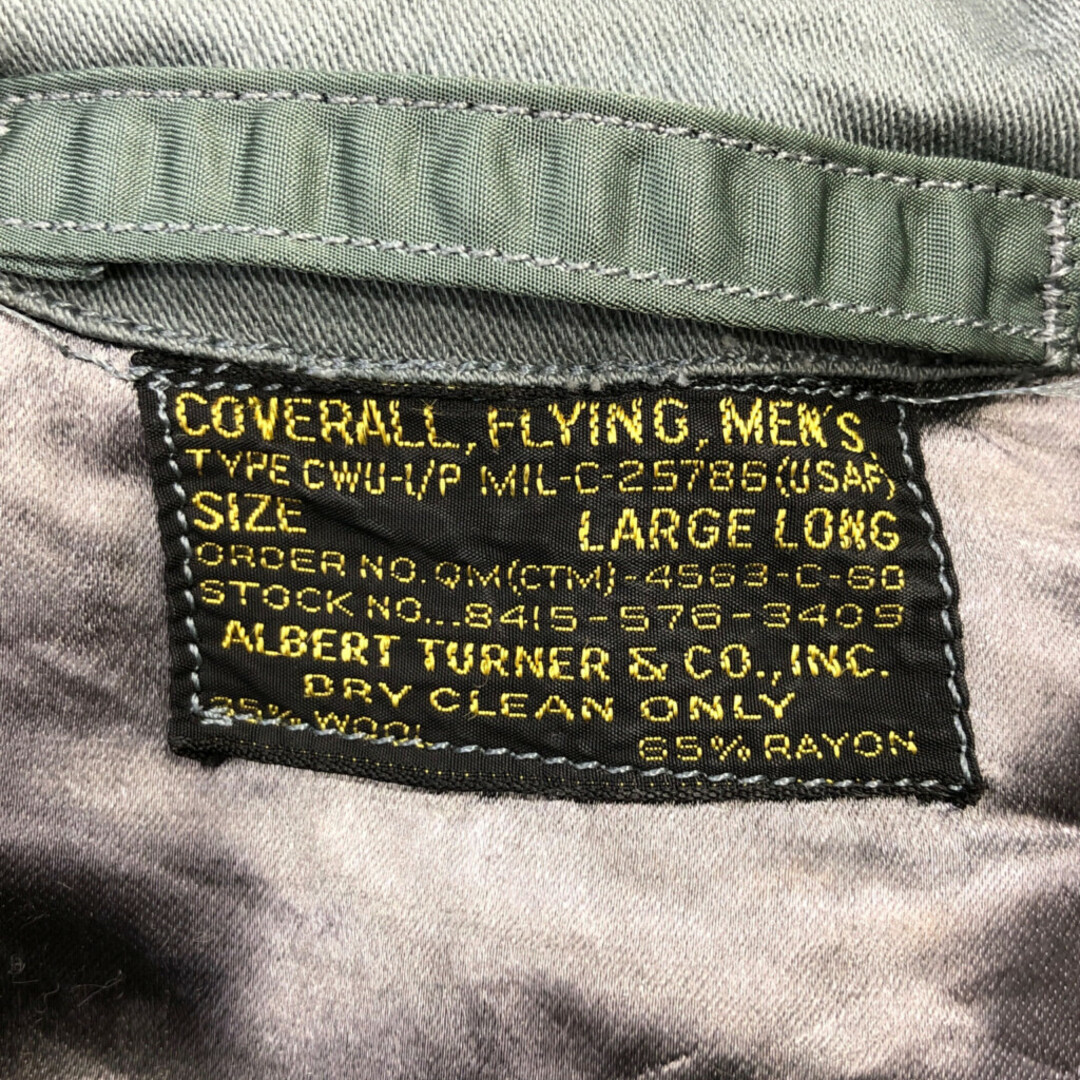 60年代 米軍実物 U.S.AIRFORCE CWU-1/P フライトスーツ ヴィンテージ ミリタリー セージグリーン (メンズ L) 中古 古着 Q7165 レディースのパンツ(オールインワン)の商品写真