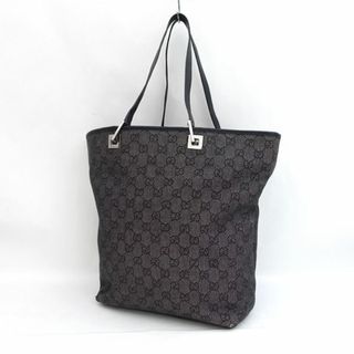 グッチ(Gucci)のGUCCI / グッチ ■GGキャンバス トートバッグ レザー メタル ブラック グレー 31243 5705 【バッグ/バック/BAG/鞄/カバン】 ブランド【中古】 [0990013255](トートバッグ)