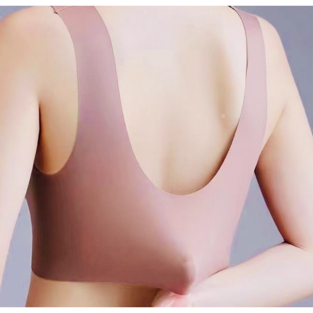 胸を小さく見せるブラ シームレス ノンワイヤー 4L 着痩せ　ピンク  レディースの下着/アンダーウェア(ブラ)の商品写真