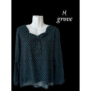 grove - 【grove】　長袖柄ブラウス/M/黒×緑