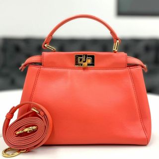 フェンディ(FENDI)の美品☆　フェンディ　ピーカブー　ミニ　オレンジ　2way　ハンドバッグ(ハンドバッグ)