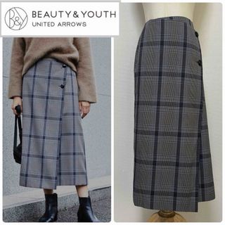 ビューティアンドユースユナイテッドアローズ(BEAUTY&YOUTH UNITED ARROWS)のユナイテッドアローズ　チェックラップボタンスカート(ロングスカート)