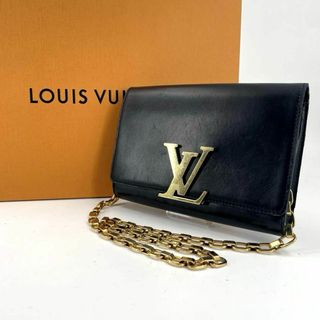 ルイヴィトン(LOUIS VUITTON)のc724真贋済【ヴィトン】美品”LV ポシェット ルイーズGM ゴールドチェーン(ハンドバッグ)