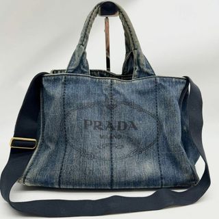 プラダ(PRADA)の【正規品】プラダ カナパ デニム トートバッグ ショルダー 2way 白タグ M(ショルダーバッグ)