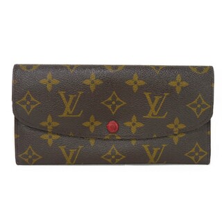 ルイヴィトン(LOUIS VUITTON)のLOUIS VUITTON ルイ・ヴィトン ポルトフォイユ エミリー LVロゴ フラワー スナップボタン 二つ折り 旧型 ロングフラップウォレット モノグラム ルージュ 長財布 M60136(財布)