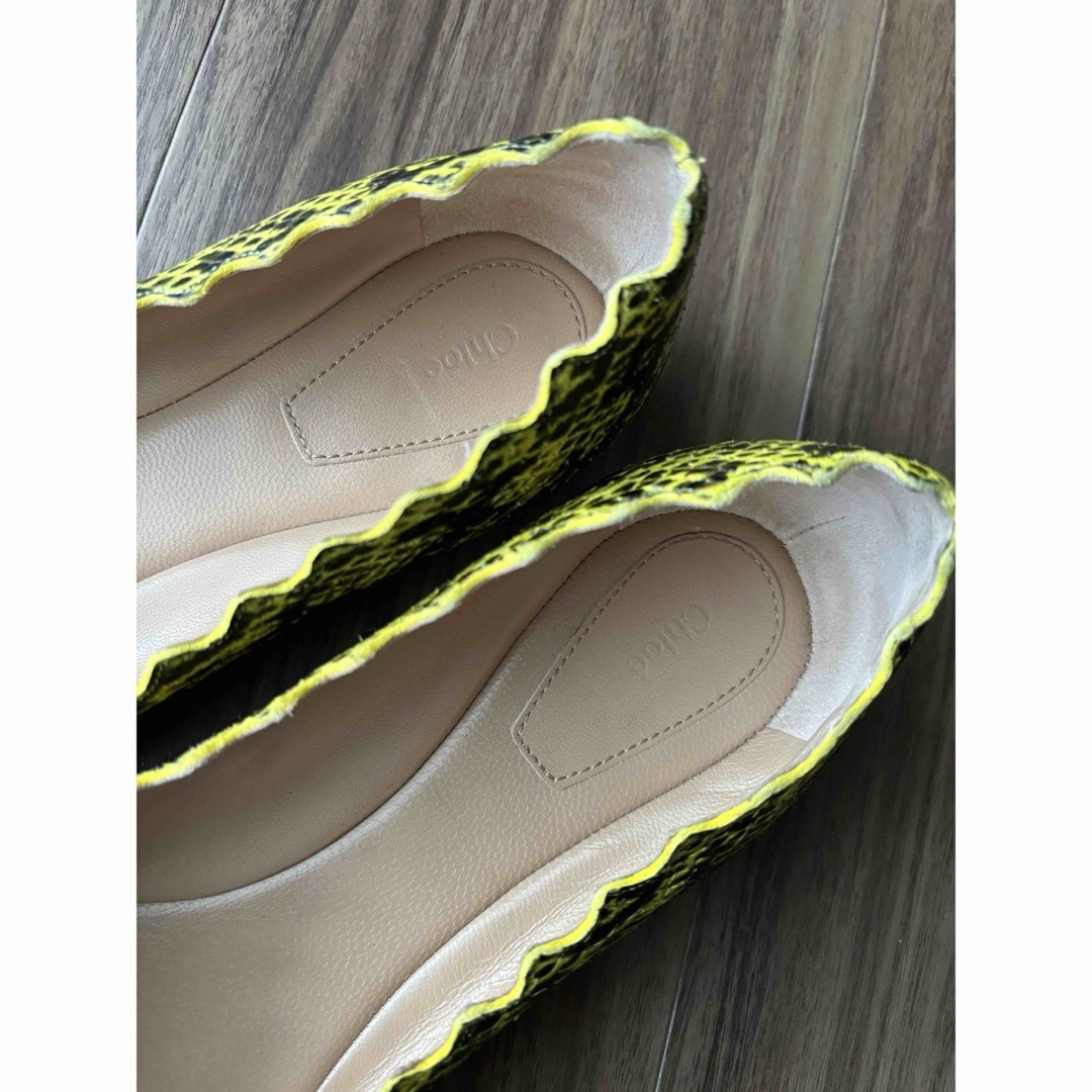 Chloe(クロエ)のCHLOE⭐︎クロエ ローレンパイソン柄 レザーバレーフラットパンプス レディースの靴/シューズ(ハイヒール/パンプス)の商品写真