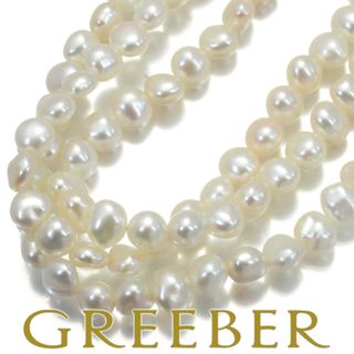 ミキモト(MIKIMOTO)のミキモト ネックレス パール 淡水真珠 5.0-6.0mm 3連 ロング シルバー (ネックレス)